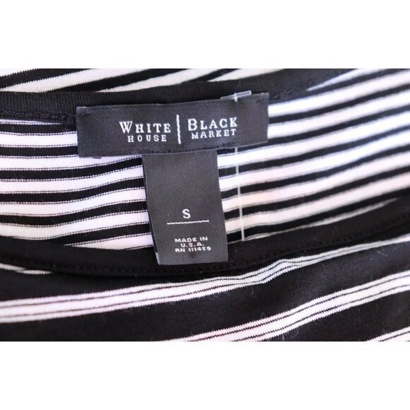 White House Black Market Womens Small Black White Tank Top Sleeveless Stripe Top - Picture 4 of 6